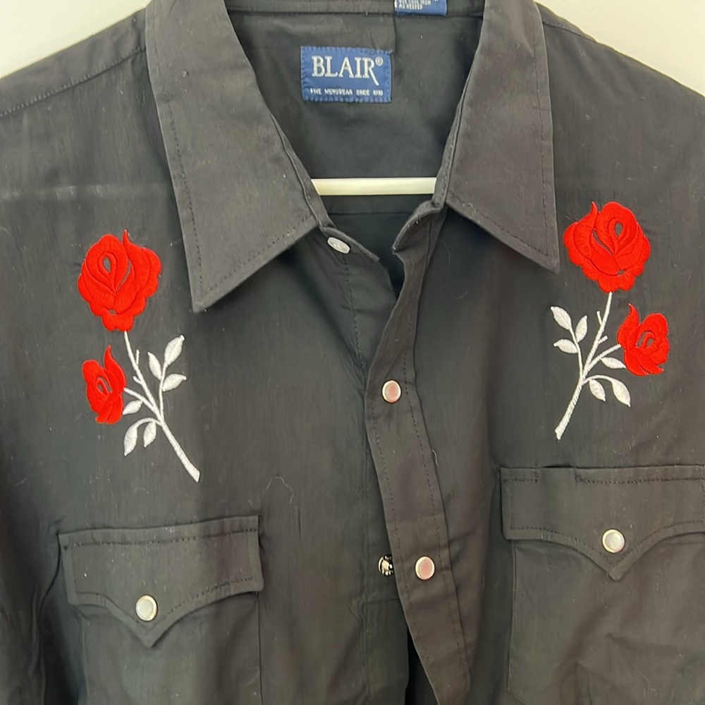 Vintage Gaucho Snap Button Down Western Rodeo Cowboy Shirt size XXL Black